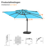 Patioslife Aegis Pro Cantilever Parasol met LED Verlichting, Versterkte Aluminium Ribben en Paal met Poedercoating — Perfect voor Tuin en Patio