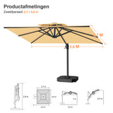 Patioslife Aegis Pro™ Cantilever Parasol met Kruisvoet — Robuust Frame en Poedergecoat Aluminium Paal voor Tuin en Terras