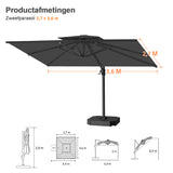 Patioslife Aegis Pro™ Cantilever Parasol met Kruisvoet — Robuust Frame en Poedergecoat Aluminium Paal voor Tuin en Terras
