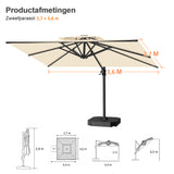 Patioslife Aegis Pro™ Cantilever Parasol met Kruisvoet — Robuust Frame en Poedergecoat Aluminium Paal voor Tuin en Terras