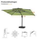 Patioslife Aegis Pro Cantilever Parasol met LED Verlichting, Versterkte Aluminium Ribben en Paal met Poedercoating — Perfect voor Tuin en Patio