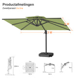 Patioslife Aegis Pro™ Cantilever Parasol met Kruisvoet — Robuust Frame en Poedergecoat Aluminium Paal voor Tuin en Terras