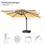 Patioslife Aegis Pro™ Cantilever Parasol met Kruisvoet — Robuust Frame en Poedergecoat Aluminium Paal voor Tuin en Terras