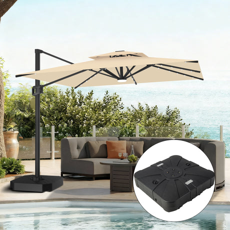 Patioslife Aegis Pro Cantilever Parasol met LED Verlichting, Versterkte Aluminium Ribben en Paal met Poedercoating — Perfect voor Tuin en Patio