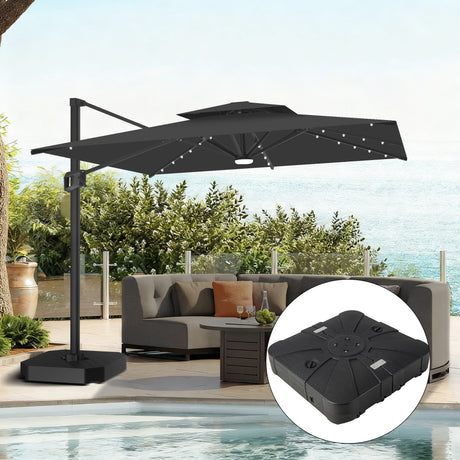Patioslife Aegis Pro Cantilever Parasol met LED Verlichting, Versterkte Aluminium Ribben en Paal met Poedercoating — Perfect voor Tuin en Patio