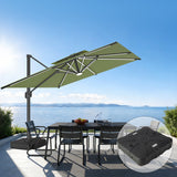 Patioslife Aegis Premium Cantilever Parasol met LED Verlichting, Glasvezel Ribs, Poedercoating Aluminium Stok & Beschermhoes — Luxe Tuin- en Terrasschaduw