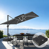 Patioslife Aegis Premium Cantilever Parasol met LED Verlichting, Glasvezel Ribs, Poedercoating Aluminium Stok & Beschermhoes — Luxe Tuin- en Terrasschaduw