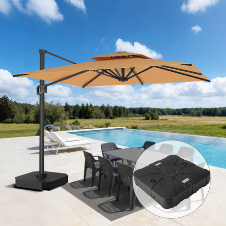 Patioslife Aegis Pro™ Cantilever Parasol met Kruisvoet — Robuust Frame en Poedergecoat Aluminium Paal voor Tuin en Terras