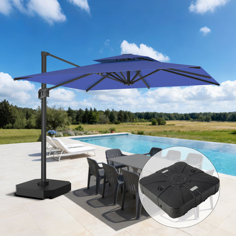 Patioslife Aegis Pro™ Cantilever Parasol met Kruisvoet — Robuust Frame en Poedergecoat Aluminium Paal voor Tuin en Terras