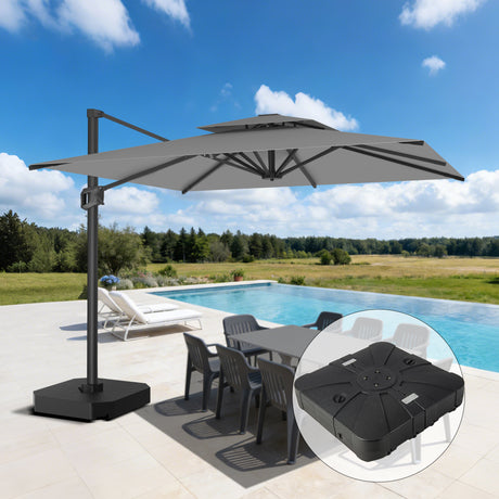 Patioslife Aegis Pro™ Cantilever Parasol met Kruisvoet — Robuust Frame en Poedergecoat Aluminium Paal voor Tuin en Terras