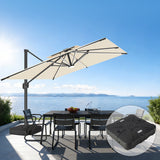Patioslife Aegis Premium Cantilever Parasol met LED Verlichting, Glasvezel Ribs, Poedercoating Aluminium Stok & Beschermhoes — Luxe Tuin- en Terrasschaduw