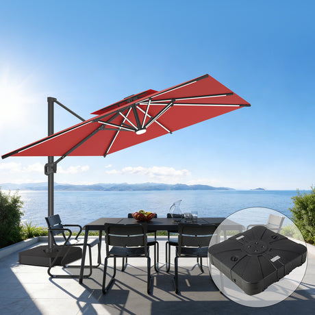 Patioslife Aegis Premium Cantilever Parasol met LED Verlichting, Glasvezel Ribs, Poedercoating Aluminium Stok & Beschermhoes — Luxe Tuin- en Terrasschaduw