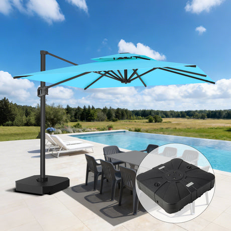 Patioslife Aegis Pro™ Cantilever Parasol met Kruisvoet — Robuust Frame en Poedergecoat Aluminium Paal voor Tuin en Terras