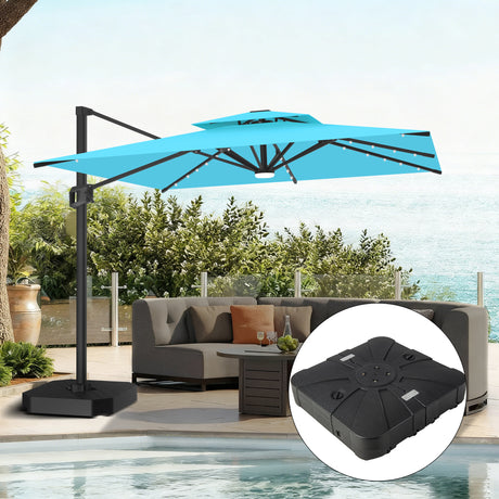 Patioslife Aegis Pro Cantilever Parasol met LED Verlichting, Versterkte Aluminium Ribben en Paal met Poedercoating — Perfect voor Tuin en Patio