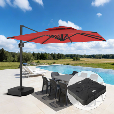 Patioslife Aegis Pro™ Cantilever Parasol met Kruisvoet — Robuust Frame en Poedergecoat Aluminium Paal voor Tuin en Terras