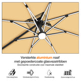 Patioslife Aegis Premium Cantilever Parasol met LED Verlichting, Glasvezel Ribs, Poedercoating Aluminium Stok & Beschermhoes — Luxe Tuin- en Terrasschaduw