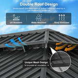 Patioslife Luxury Haven Hardtop Pergola met Afvoergoten, 120×120 mm Aluminium Palen, Dubbel Geventileerd Dak en Gordijnen | Populairste Keuze voor Tuin of Achtertuin