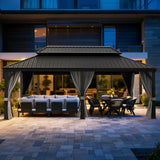 Patioslife Luxury Haven - Hardtop Prieel met Stijlvolle Houtlook - Geïntegreerde Waterafvoer - 5 Jaar Frame Garantie - Weersbestendig