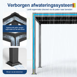 Patioslife Atlantic™ | Aluminium Lamel Pergola met Verstelbaar Dak en LED Verlichting, Vrijstaande Buiten Shelter voor Patio, Terras en Zwembad