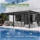 Patioslife Atlantic™ | Aluminium Lamel Pergola met Verstelbaar Dak en LED Verlichting, Vrijstaande Buiten Shelter voor Patio, Terras en Zwembad