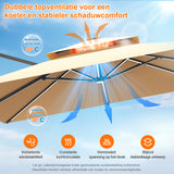 Patioslife Aegis Premium Cantilever Parasol met LED Verlichting, Glasvezel Ribs, Poedercoating Aluminium Stok & Beschermhoes — Luxe Tuin- en Terrasschaduw