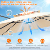 Patioslife Aegis Premium Cantilever Parasol met LED Verlichting, Glasvezel Ribs, Poedercoating Aluminium Stok & Beschermhoes — Luxe Tuin- en Terrasschaduw