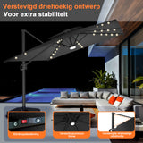 Patioslife Aegis Pro Cantilever Parasol met LED Verlichting, Versterkte Aluminium Ribben en Paal met Poedercoating — Perfect voor Tuin en Patio