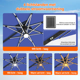 Patioslife Aegis Premium Cantilever Parasol met LED Verlichting, Glasvezel Ribs, Poedercoating Aluminium Stok & Beschermhoes — Luxe Tuin- en Terrasschaduw