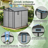 Patioslife YardVault Outdoor Opslagschuur met Vloer, Weerbestendige Waterdichte Plastic Tuinschuur van Hars met Slot en Raam voor de Tuin, Zware Opslagschuur voor Gereedschap, Fietsen & Tuinapparatuur