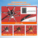 Patioslife Aegis Premium Cantilever Parasol met LED Verlichting, Glasvezel Ribs, Poedercoating Aluminium Stok & Beschermhoes — Luxe Tuin- en Terrasschaduw