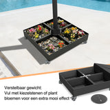 Patioslife robuuste cantilever parasolvoet met wielen, tot 400 kg draagvermogen, decoratieve rolstandaard, compatibel met de Aegis-serie en de meeste offset parasols, voor gebruik op het terras, in de tuin, op het gazon en bij het zwembad.