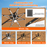 Patioslife Aegis Premium Cantilever Parasol met LED Verlichting, Glasvezel Ribs, Poedercoating Aluminium Stok & Beschermhoes — Luxe Tuin- en Terrasschaduw