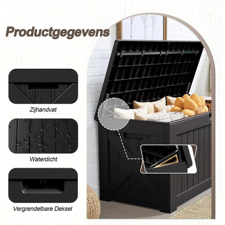 Buiten Deck Box, Grote Weerbestendige Kunststof Opslag voor Tuinmeubelen, Tuingereedschap & Zwembadaanvullingen, Met Slot, UV-bestendig