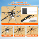 Patioslife Aegis Premium Cantilever Parasol met LED Verlichting, Glasvezel Ribs, Poedercoating Aluminium Stok & Beschermhoes — Luxe Tuin- en Terrasschaduw