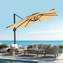 Patioslife Aegis Pro 360° Draaibaar Zweefparasol met LED-Verlichting, Versterkte en Gepoedercoate Aluminium Baleinen en Paal — Perfect voor Tuin & Terras