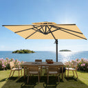 Patioslife Aegis Pro 360° Draaibaar Zweefparasol met Kruisvoet — Zwaar Uitgevoerd Frame & Gepoedercoate Aluminium Paal voor Tuin & Terras