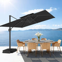 Patioslife Aegis Pro 360° Draaibaar Zweefparasol met Kruisvoet — Zwaar Uitgevoerd Frame & Gepoedercoate Aluminium Paal voor Tuin & Terras