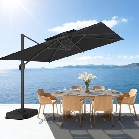 Patioslife Aegis Pro™ Cantilever Parasol met Kruisvoet — Robuust Frame en Poedergecoat Aluminium Paal voor Tuin en Terras