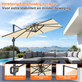 Patioslife Aegis Pro™ Cantilever Parasol met Kruisvoet — Robuust Frame en Poedergecoat Aluminium Paal voor Tuin en Terras