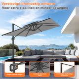 Patioslife Aegis Pro™ Cantilever Parasol met Kruisvoet — Robuust Frame en Poedergecoat Aluminium Paal voor Tuin en Terras