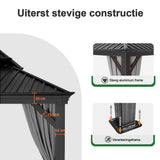 Patioslife Luxury Haven - Hardtop Prieel met Stijlvolle Houtlook - Geïntegreerde Waterafvoer - 5 Jaar Frame Garantie - Weersbestendig