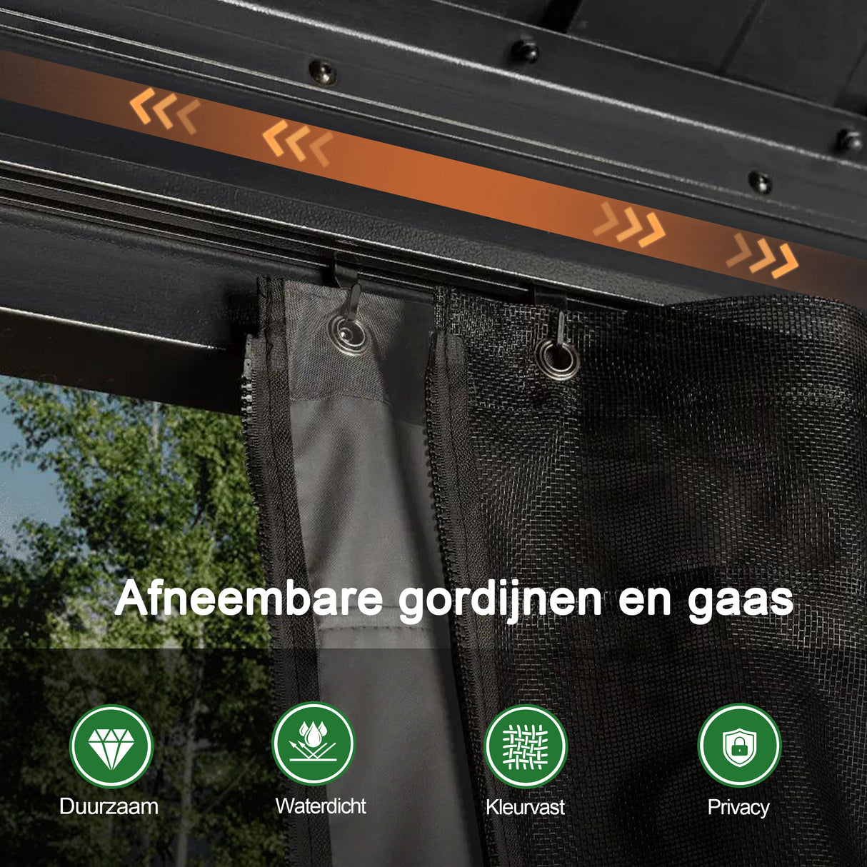 Patioslife Luxury Haven Hardtop Pergola met Afvoergoten, 120×120 mm Aluminium Palen, Dubbel Geventileerd Dak en Gordijnen | Populairste Keuze voor Tuin of Achtertuin