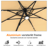 Patioslife Aegis Pro Cantilever Parasol met LED Verlichting, Versterkte Aluminium Ribben en Paal met Poedercoating — Perfect voor Tuin en Patio