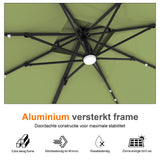 Patioslife Aegis Pro Cantilever Parasol met LED Verlichting, Versterkte Aluminium Ribben en Paal met Poedercoating — Perfect voor Tuin en Patio