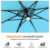 Patioslife Aegis Pro Cantilever Parasol met LED Verlichting, Versterkte Aluminium Ribben en Paal met Poedercoating — Perfect voor Tuin en Patio