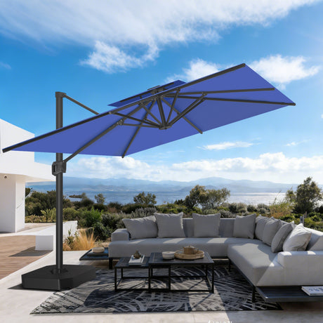 Patioslife Aegis Pro™ Cantilever Parasol met Kruisvoet — Robuust Frame en Poedergecoat Aluminium Paal voor Tuin en Terras
