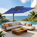 Patioslife Aegis Pro 360° Draaibaar Zweefparasol met LED-Verlichting, Versterkte en Gepoedercoate Aluminium Baleinen en Paal — Perfect voor Tuin & Terras