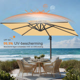 Patioslife Aegis Pro™ Cantilever Parasol met Kruisvoet — Robuust Frame en Poedergecoat Aluminium Paal voor Tuin en Terras