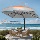 Patioslife Aegis Pro Cantilever Parasol met LED Verlichting, Versterkte Aluminium Ribben en Paal met Poedercoating — Perfect voor Tuin en Patio