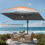 Patioslife Aegis Pro Cantilever Parasol met LED Verlichting, Versterkte Aluminium Ribben en Paal met Poedercoating — Perfect voor Tuin en Patio